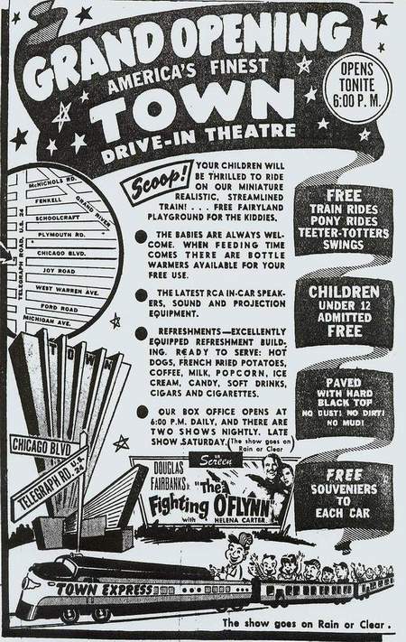 Town Drive-In Theatre - Town Grand Opening Ad 5-4-49 From Michigandriveins